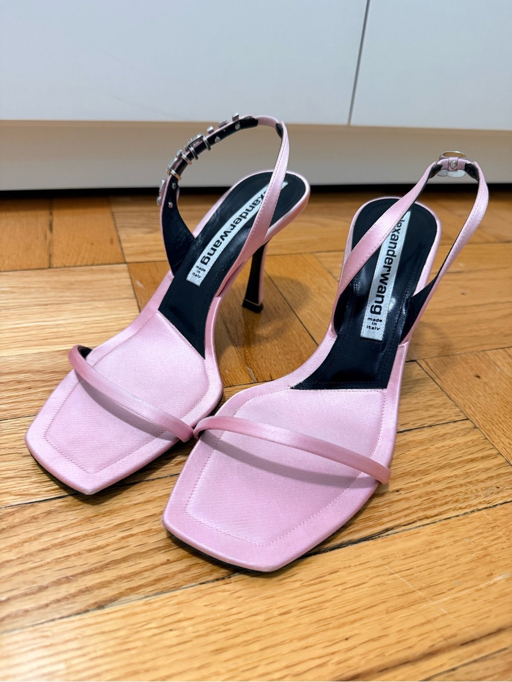 Alexander Wang Pink Satin Square-Toe Slingback Heels